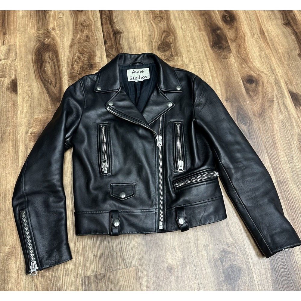 Acne Studios Black Biker Jacket Short Zip 32 XS